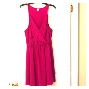 Nordstrom hot pink v-neck dress w/ elastic waist